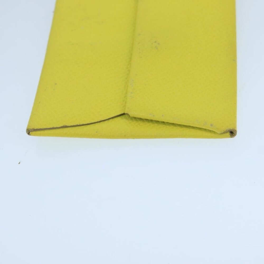 HERMES Bastia Coin Purse Leather Yellow Silver Auth ar12907 - Picture 8 of 16